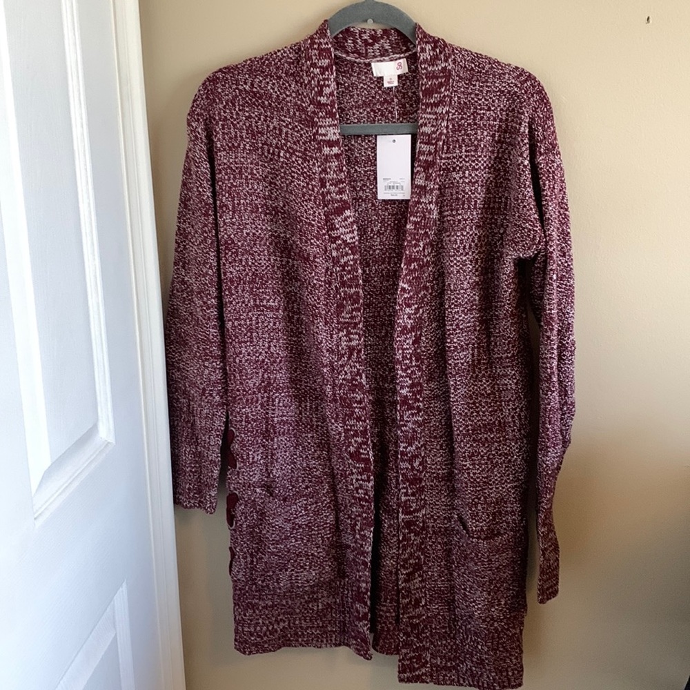 New SO Merlot Boyfriend Cardigan